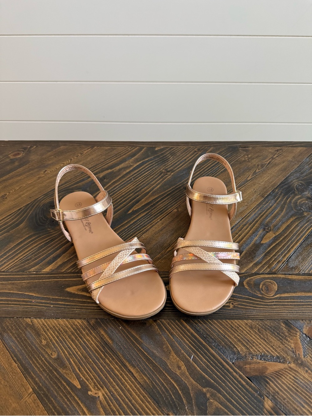 Self Esteem Gold Strappy Kids Sandals